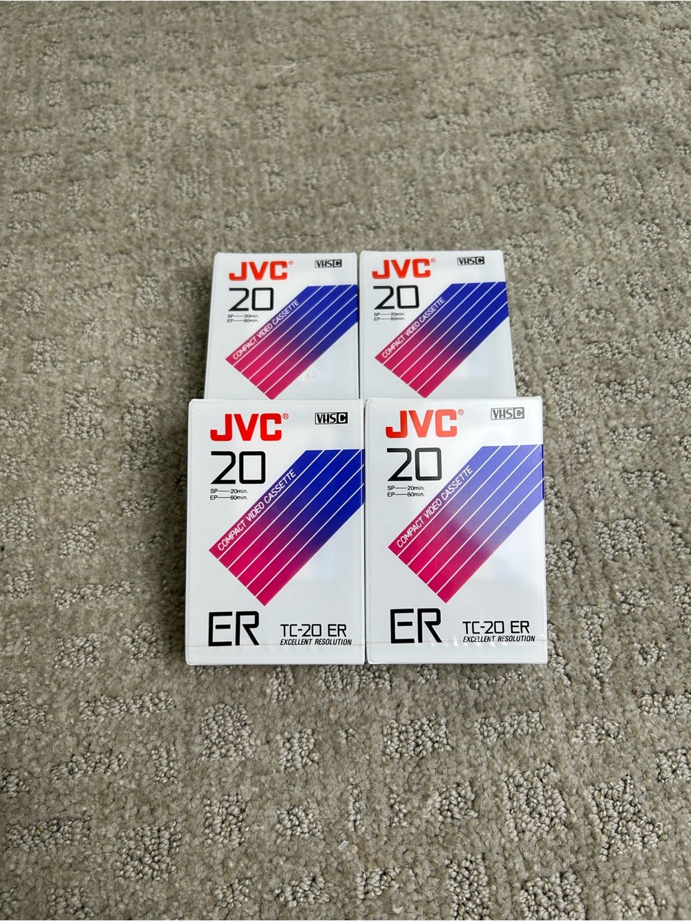 Brand New Sealed Lot Of 4 JVC TC-20 ER VHS C Blank Compact Video Cassette Tapes